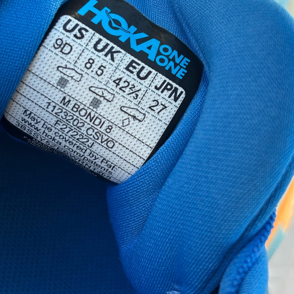 Hoka Bondi 8 Vibrant Blue and Orange Sneakers - Picture 2 of 10